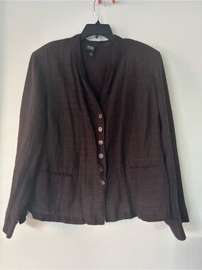 NWOT Eileen Fisher Women’s Brown Linen Lightweight Button-Front Jacket Size 2X